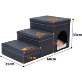 Foldable Dog Stairs - 3 Steps with Storage