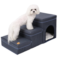 Foldable Dog Stairs - 3 Steps with Storage