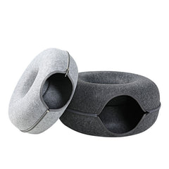 Round Felt Cat Tunnel Bed