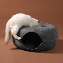 Round Felt Cat Tunnel Bed