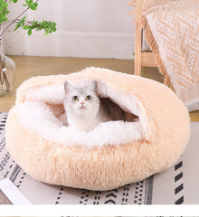 Cozy Semi-Enclosed Plush Pet Bed