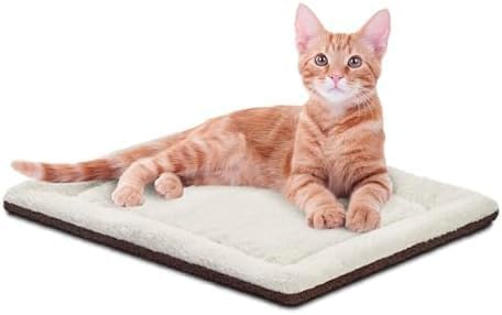 K&H PET PRODUCTS Self-Warming Cat Bed Pad, Self Heating Pad for Outdoor Cat Houses, Warming Mat for Indoor Pet Beds & Furniture, Reversible Blanket, Machine Washable - Small 21 X 17in Gray/ Black
