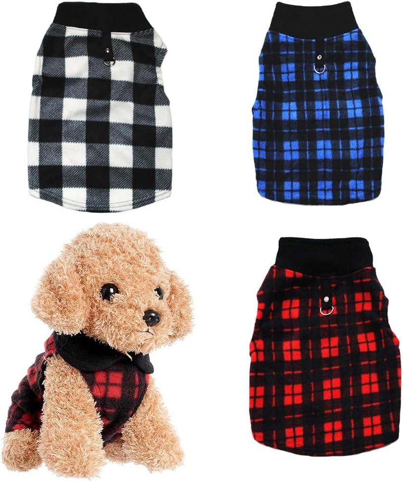 Dog Sweater, Soft Fleece Vest with Leash Ring Pullover Jacket Winter Pet Dog Clothes for Puppy Small Dogs Cat Teddy Chihuahua Yorkshire for Christmas (M, Black White)