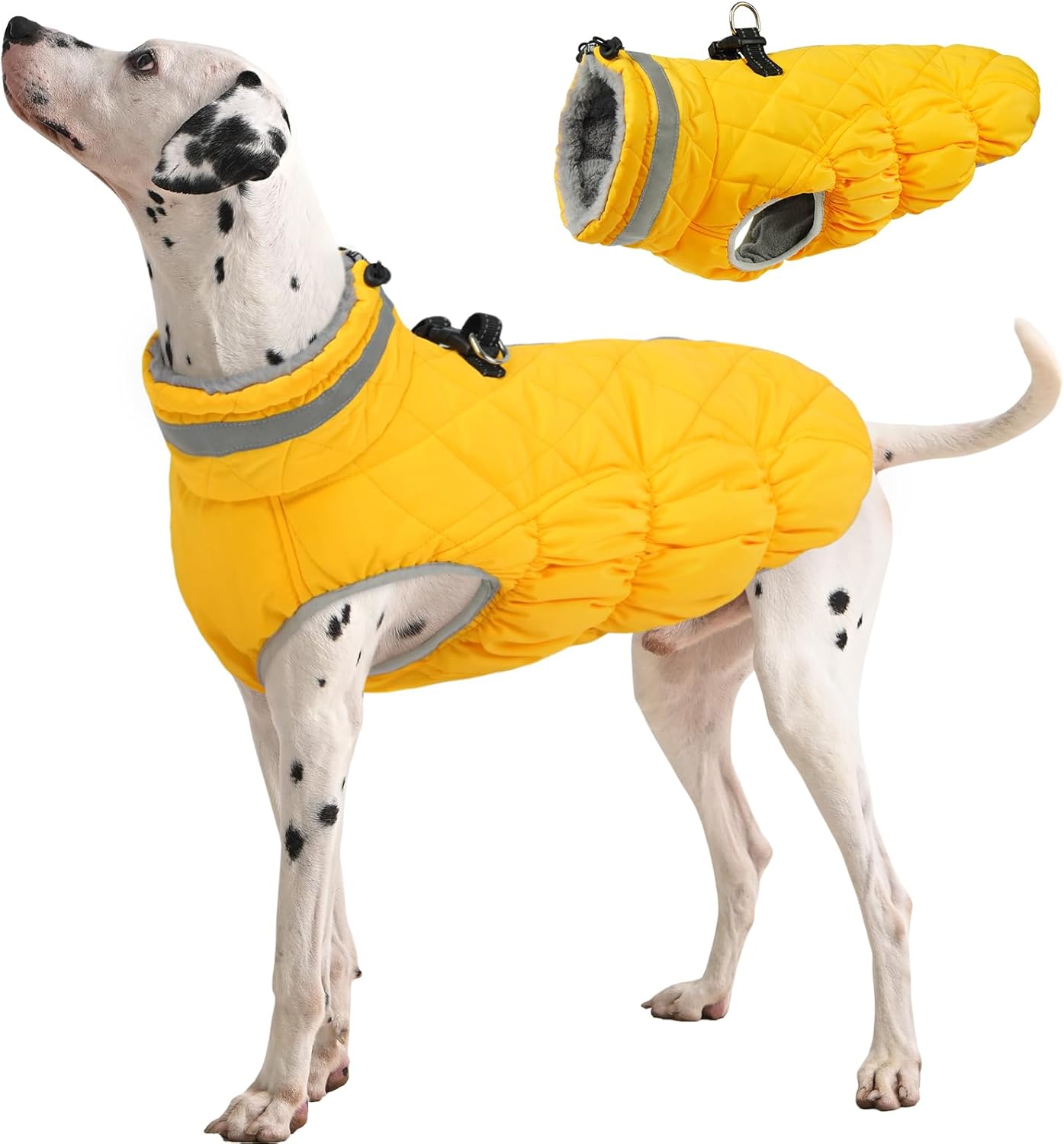 FUAMEY Dog Coat for Small Dogs,Waterproof Dog Winter Jacket with Harness Built in Puppy Cold Weather Coats Reflective Pet Vest with Zipper Warm Fleece Dogs Snowsuit Windproof Purple XS