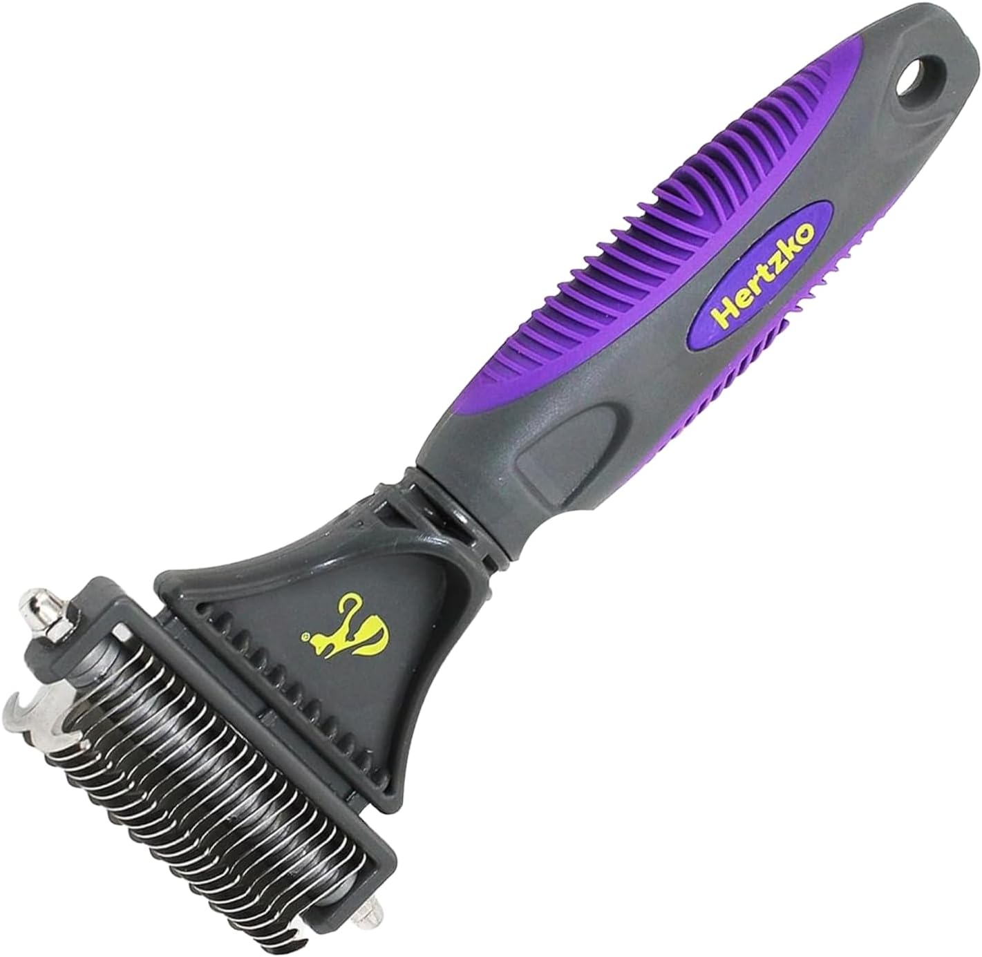 Hertzko Self Cleaning Slicker Brush for Dogs and Cats - Pet Hair Brush for Shedding Long and Short Hair - Easy Clean Retractable Bristles - Cat and Dog Grooming Tool - Purple
