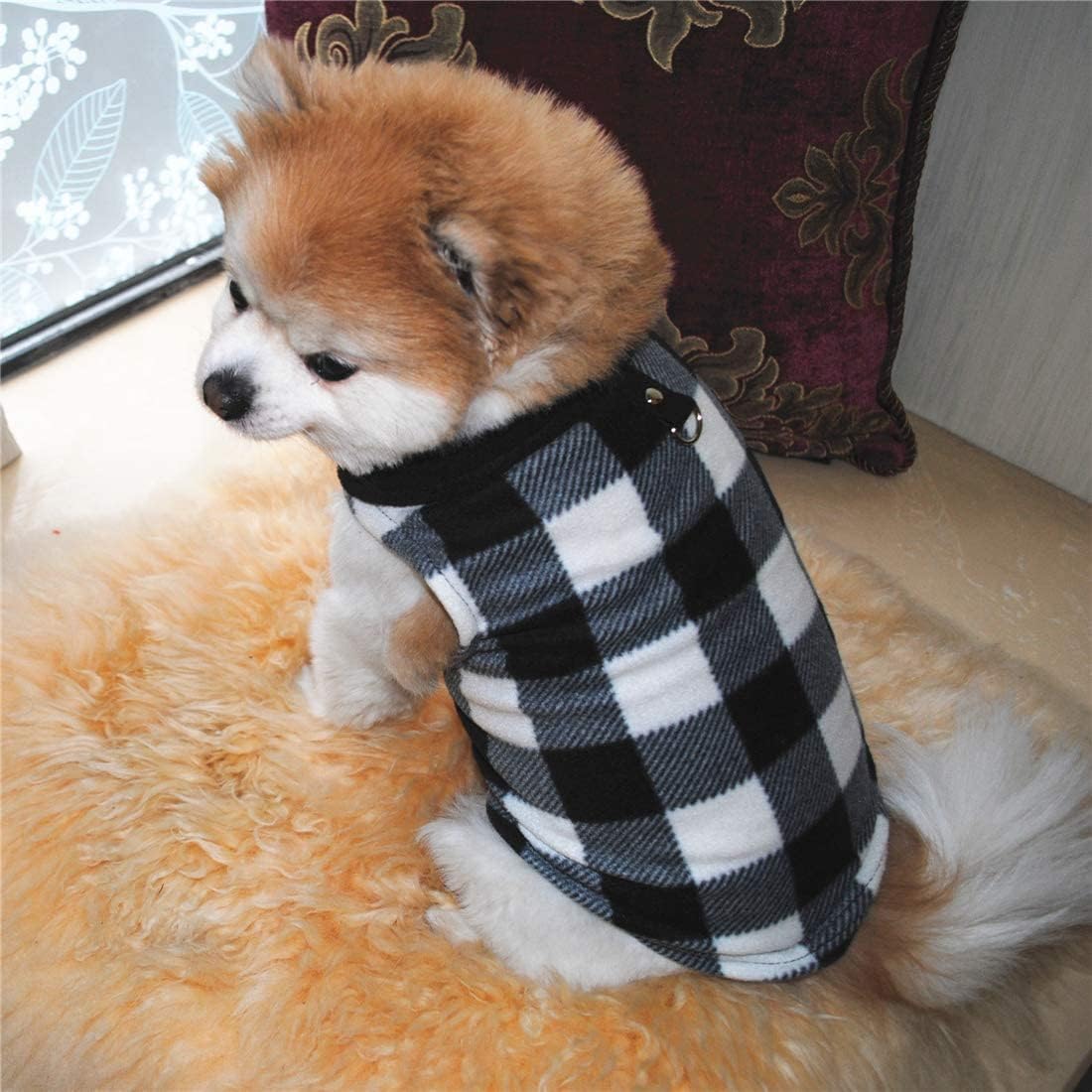 Dog Sweater, Soft Fleece Vest with Leash Ring Pullover Jacket Winter Pet Dog Clothes for Puppy Small Dogs Cat Teddy Chihuahua Yorkshire for Christmas (M, Black White)