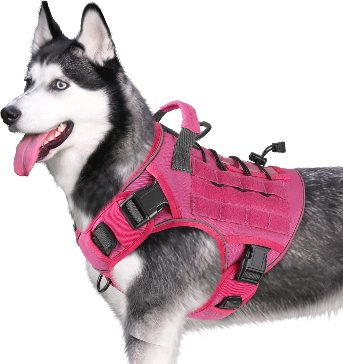 WINGOIN Tactical Dog Harness for Large Dogs, Heavy Duty No Pull Dog Harness with Handle, Adjustable Reflective Military K9 German Shepherd Big Size Dog Vest for Walking, Training, Hunting, Green (L)