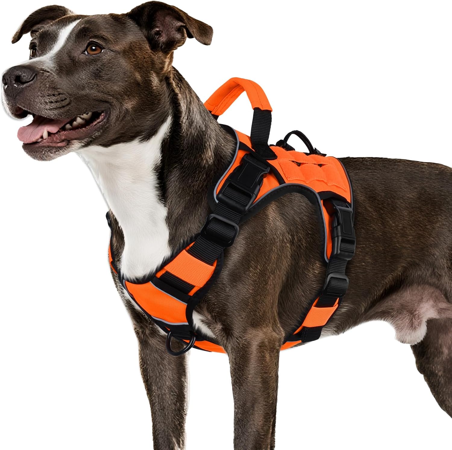 WINGOIN Tactical Dog Harness for Large Dogs, Heavy Duty No Pull Dog Harness with Handle, Adjustable Reflective Military K9 German Shepherd Big Size Dog Vest for Walking, Training, Hunting, Green (L)