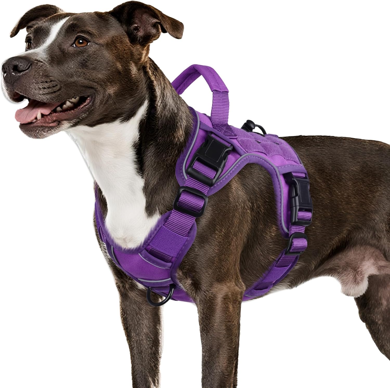 WINGOIN Tactical Dog Harness for Large Dogs, Heavy Duty No Pull Dog Harness with Handle, Adjustable Reflective Military K9 German Shepherd Big Size Dog Vest for Walking, Training, Hunting, Green (L)