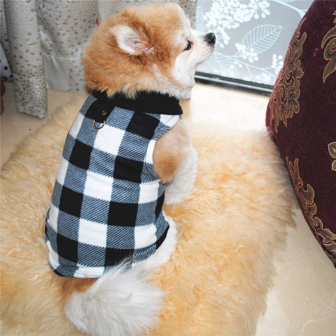 Dog Sweater, Soft Fleece Vest with Leash Ring Pullover Jacket Winter Pet Dog Clothes for Puppy Small Dogs Cat Teddy Chihuahua Yorkshire for Christmas (M, Black White)