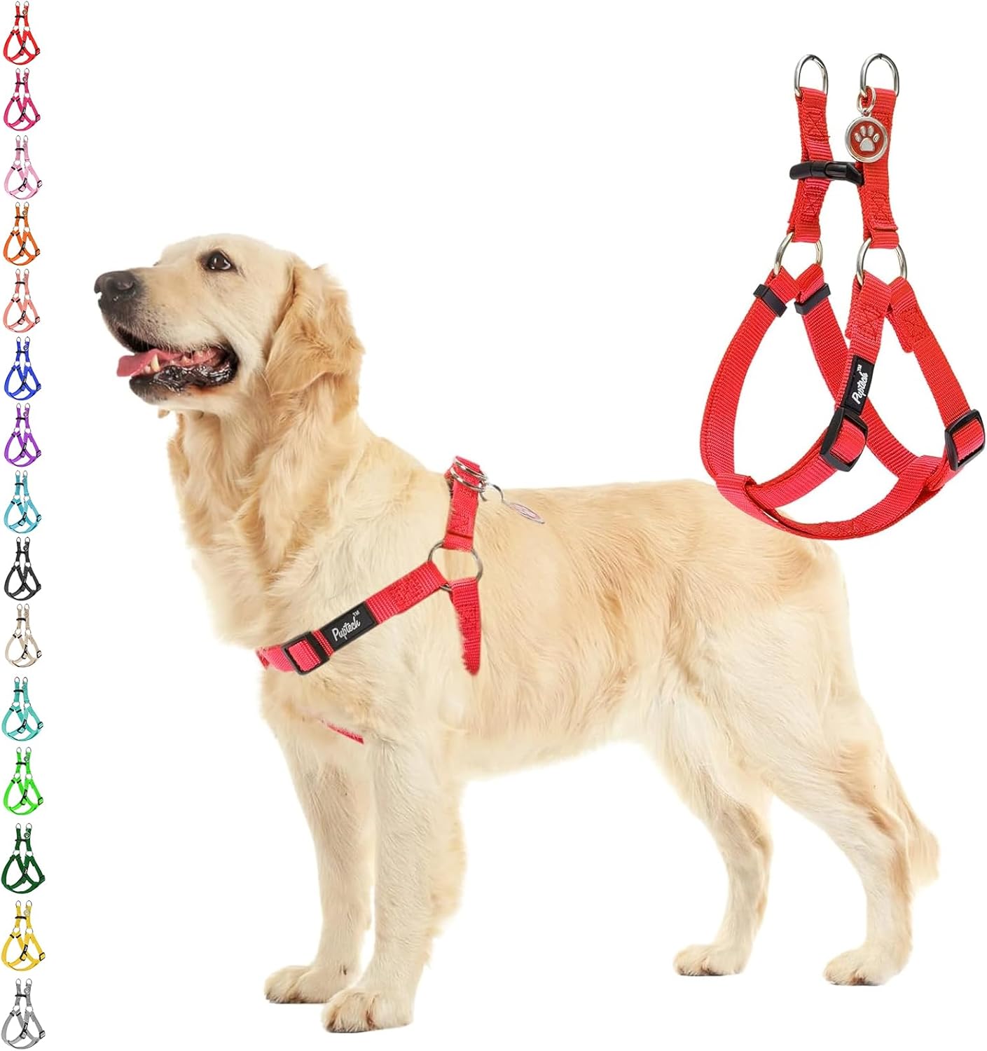 No Pull Dog Harness – Soft Adjustable Step-In Puppy Vest for Outdoor Walking with ID Tag