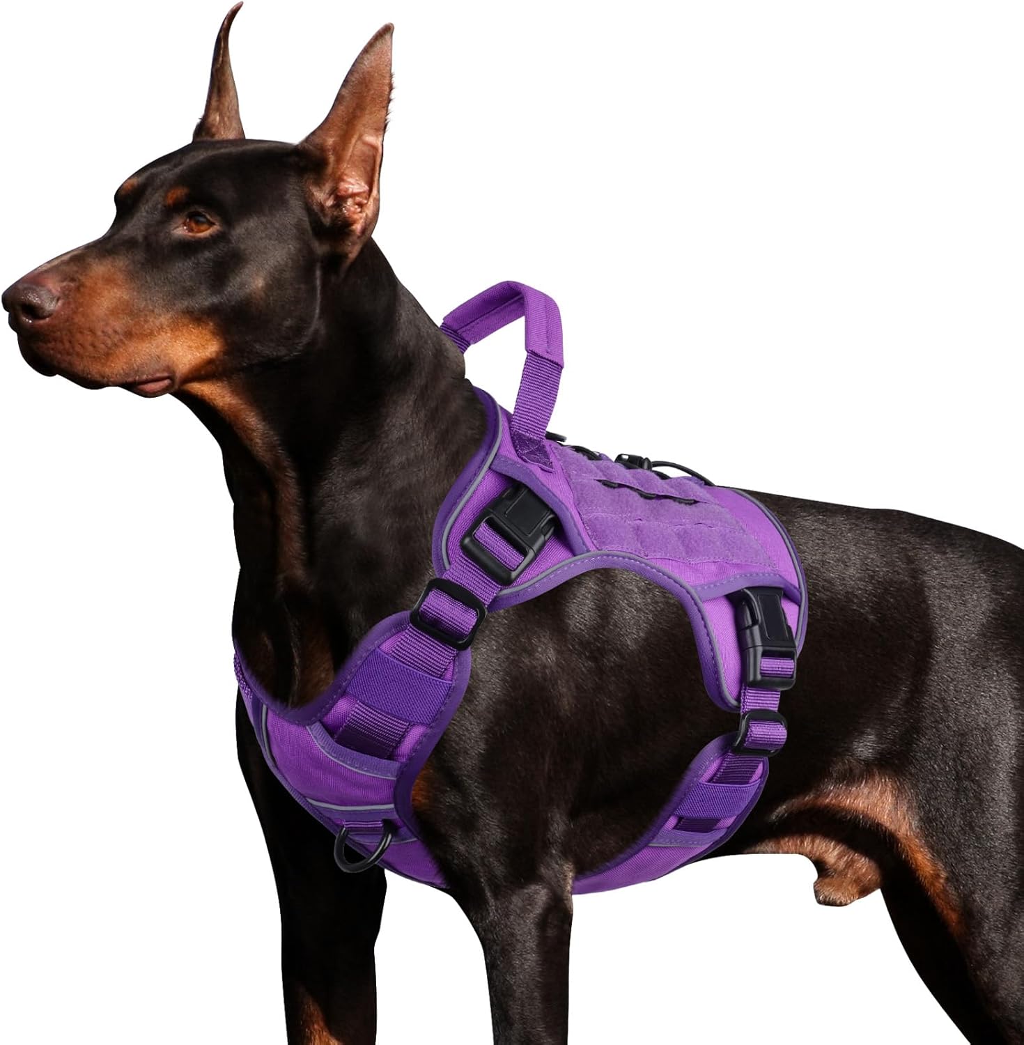 WINGOIN Tactical Dog Harness for Large Dogs, Heavy Duty No Pull Dog Harness with Handle, Adjustable Reflective Military K9 German Shepherd Big Size Dog Vest for Walking, Training, Hunting, Green (L)