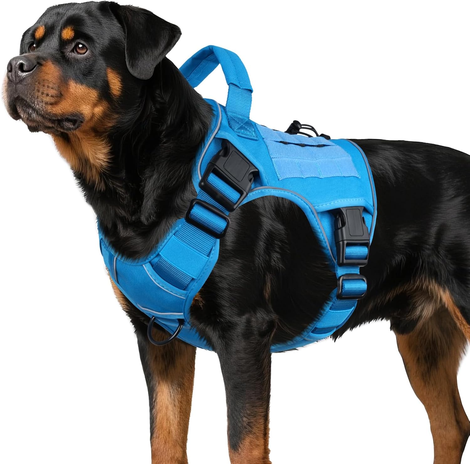 WINGOIN Tactical Dog Harness for Large Dogs, Heavy Duty No Pull Dog Harness with Handle, Adjustable Reflective Military K9 German Shepherd Big Size Dog Vest for Walking, Training, Hunting, Green (L)
