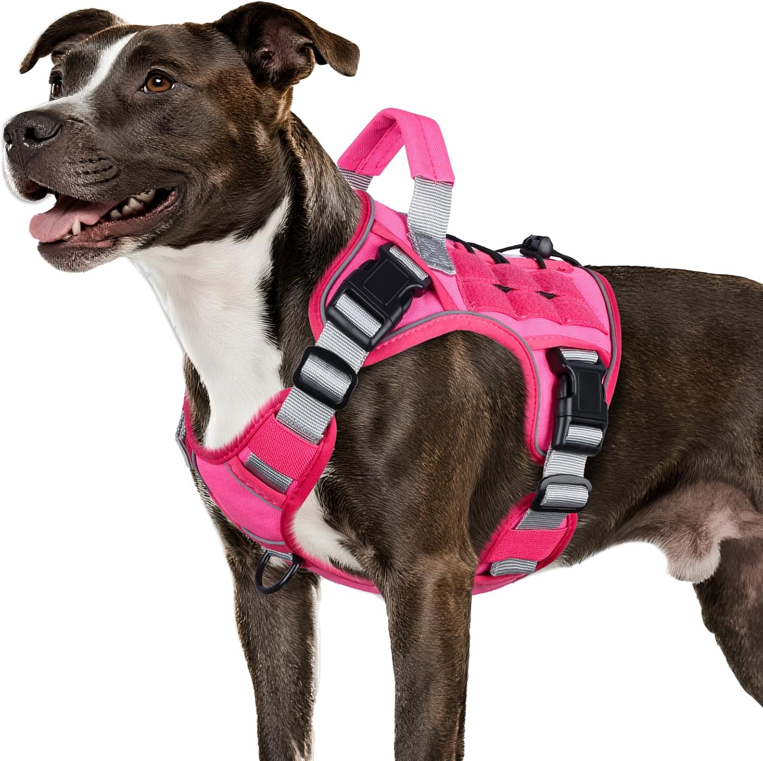 WINGOIN Tactical Dog Harness for Large Dogs, Heavy Duty No Pull Dog Harness with Handle, Adjustable Reflective Military K9 German Shepherd Big Size Dog Vest for Walking, Training, Hunting, Green (L)