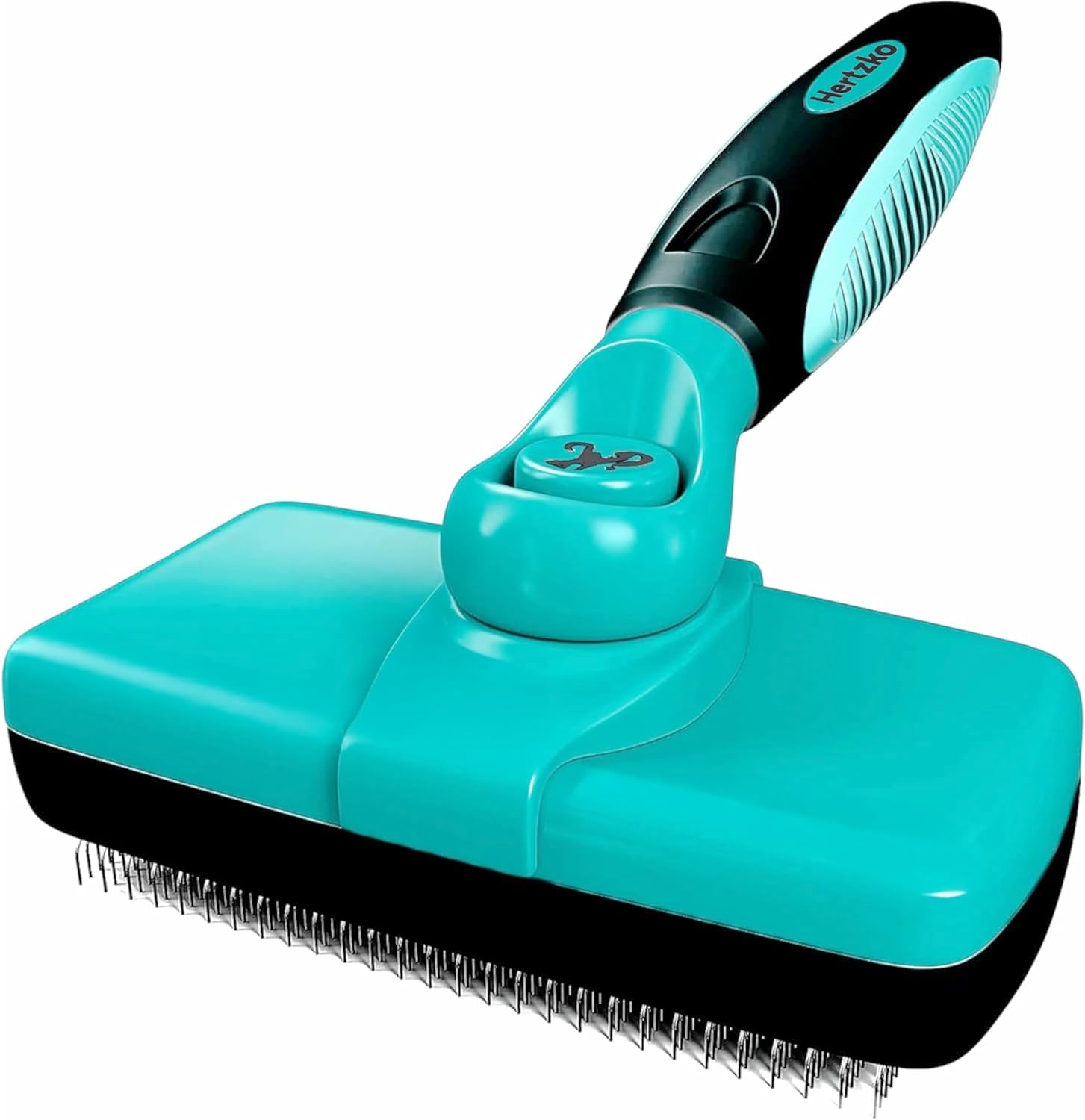 Hertzko Self Cleaning Slicker Brush for Dogs and Cats - Pet Hair Brush for Shedding Long and Short Hair - Easy Clean Retractable Bristles - Cat and Dog Grooming Tool - Purple