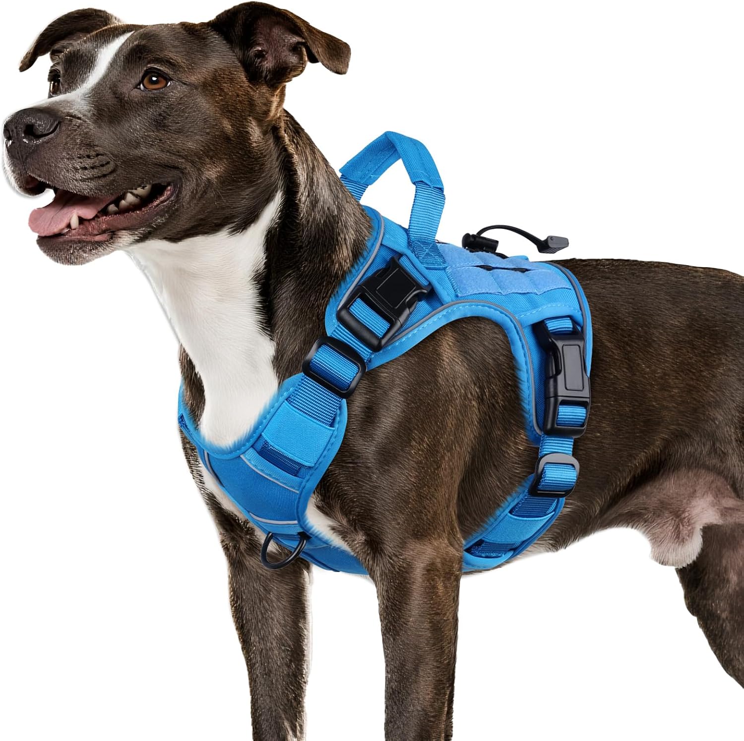 WINGOIN Tactical Dog Harness for Large Dogs, Heavy Duty No Pull Dog Harness with Handle, Adjustable Reflective Military K9 German Shepherd Big Size Dog Vest for Walking, Training, Hunting, Green (L)