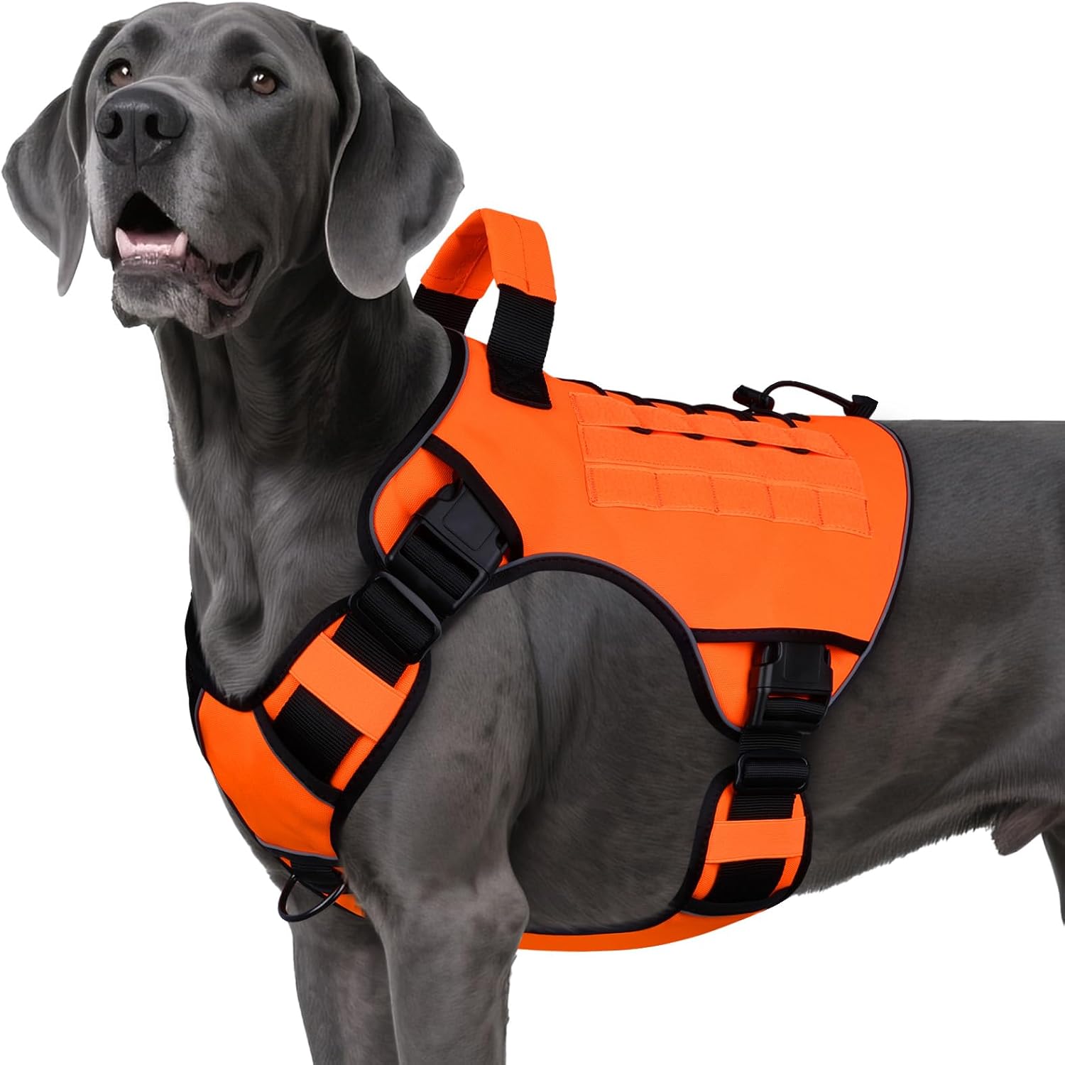 WINGOIN Tactical Dog Harness for Large Dogs, Heavy Duty No Pull Dog Harness with Handle, Adjustable Reflective Military K9 German Shepherd Big Size Dog Vest for Walking, Training, Hunting, Green (L)