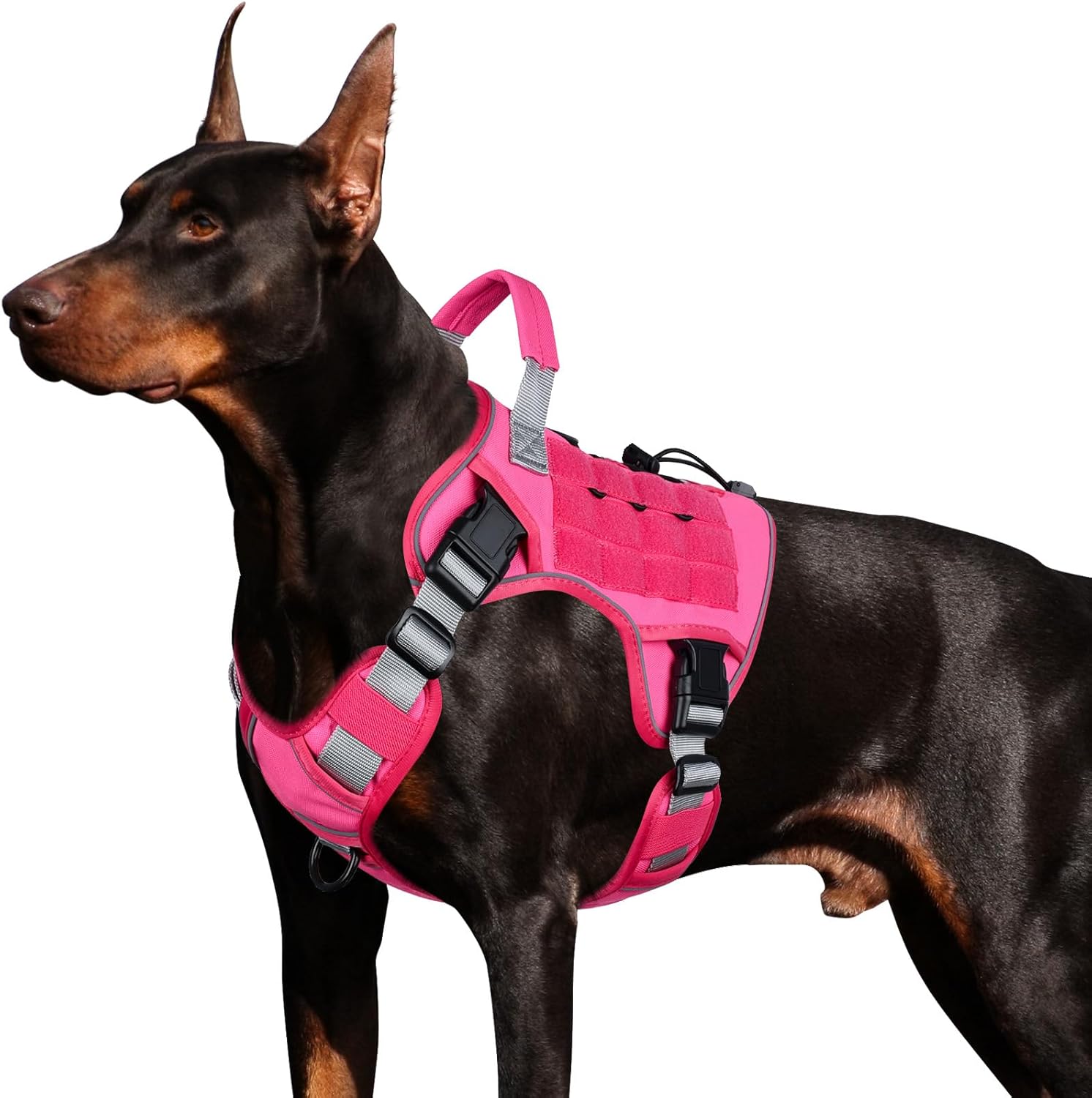 WINGOIN Tactical Dog Harness for Large Dogs, Heavy Duty No Pull Dog Harness with Handle, Adjustable Reflective Military K9 German Shepherd Big Size Dog Vest for Walking, Training, Hunting, Green (L)