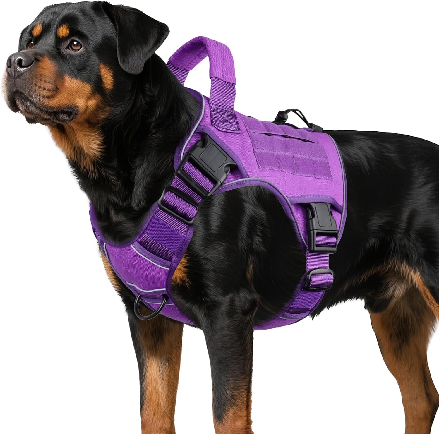 WINGOIN Tactical Dog Harness for Large Dogs, Heavy Duty No Pull Dog Harness with Handle, Adjustable Reflective Military K9 German Shepherd Big Size Dog Vest for Walking, Training, Hunting, Green (L)