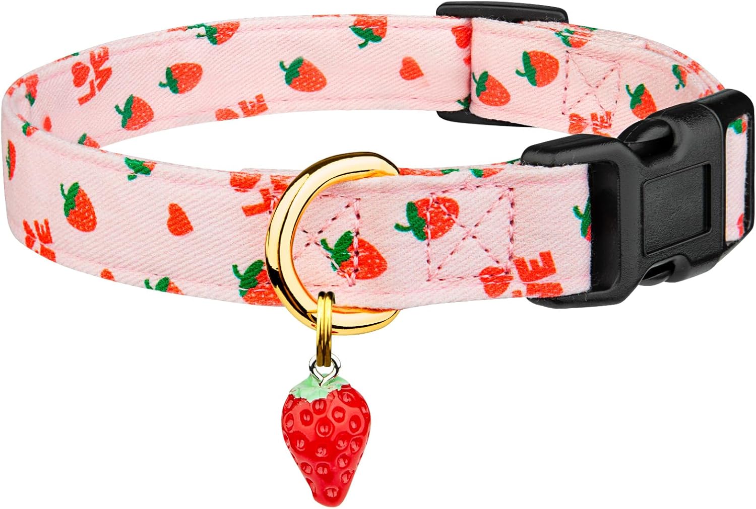 Cotton Handmade Dog Collar Cute and Distinctive Patterns White and Pink Love Heart with Pendant for Girl Boy Dogs Collars S