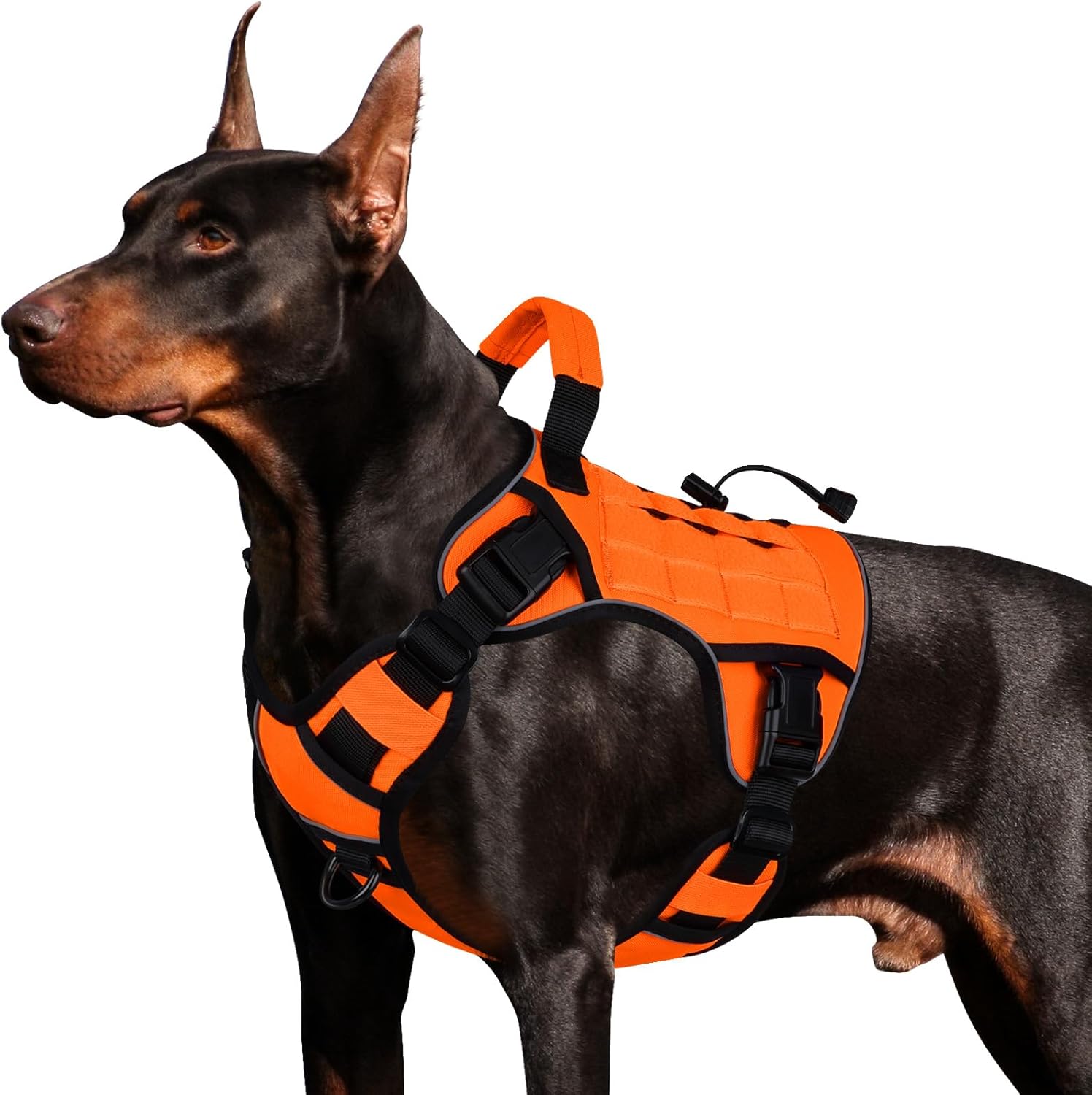 WINGOIN Tactical Dog Harness for Large Dogs, Heavy Duty No Pull Dog Harness with Handle, Adjustable Reflective Military K9 German Shepherd Big Size Dog Vest for Walking, Training, Hunting, Green (L)