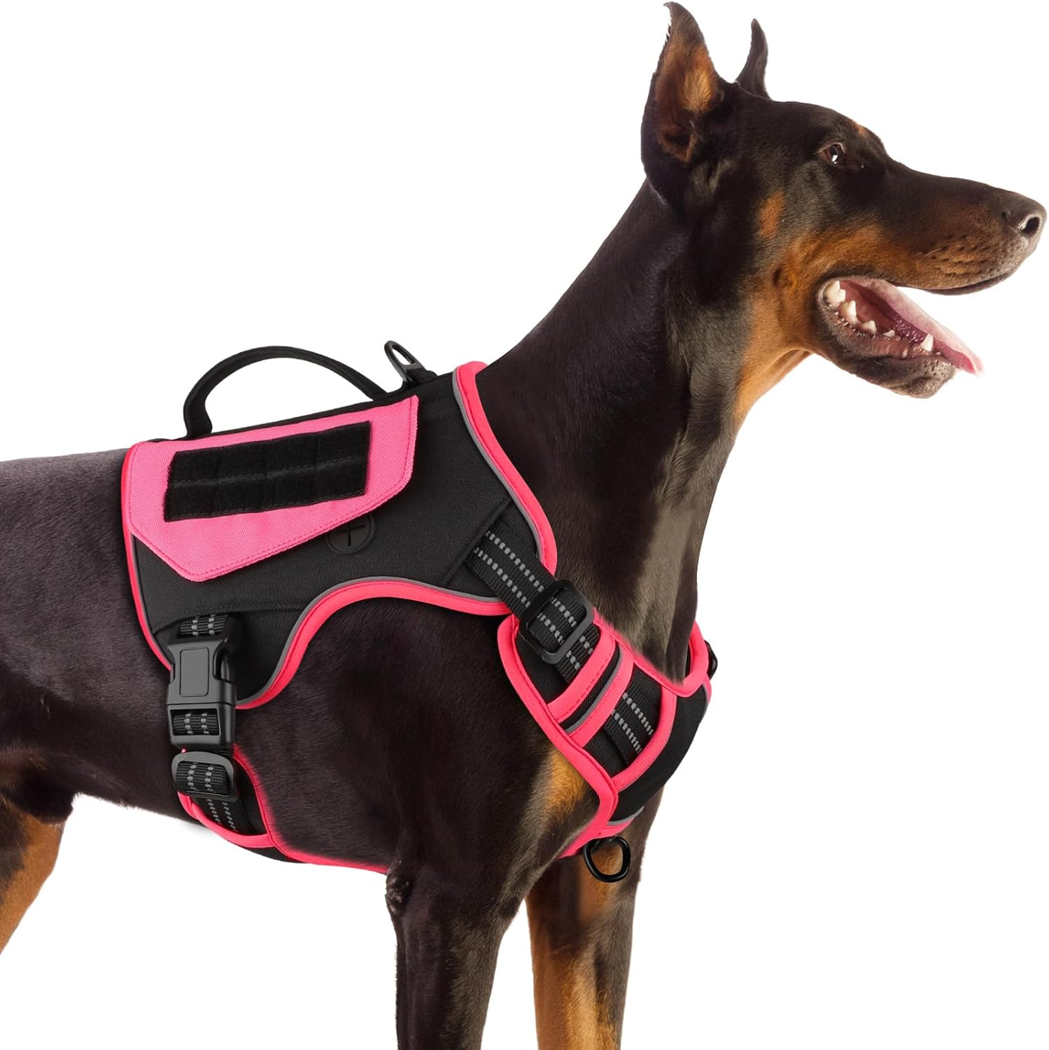 WINGOIN Tactical Dog Harness for Large Dogs, Heavy Duty No Pull Dog Harness with Handle, Adjustable Reflective Military K9 German Shepherd Big Size Dog Vest for Walking, Training, Hunting, Green (L)