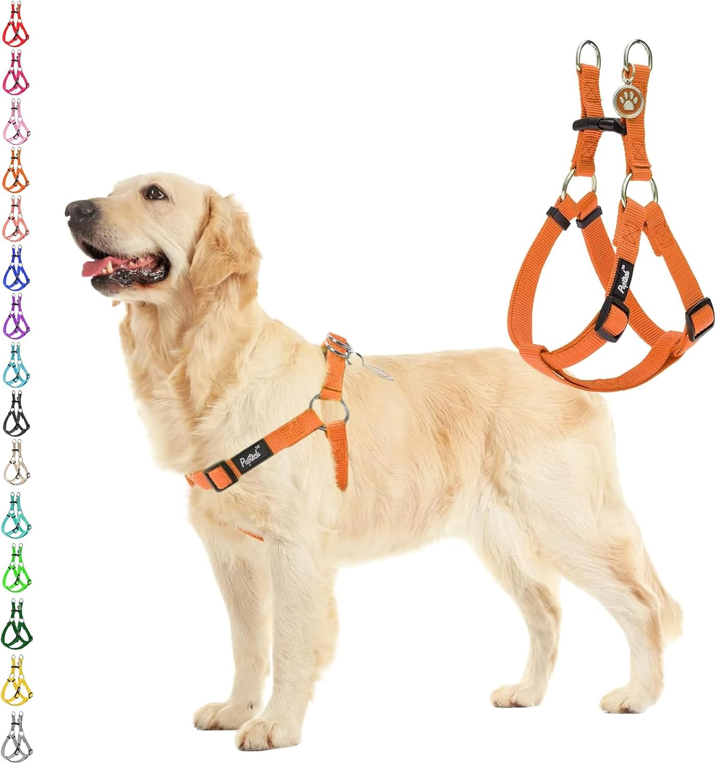 No Pull Dog Harness – Soft Adjustable Step-In Puppy Vest for Outdoor Walking with ID Tag