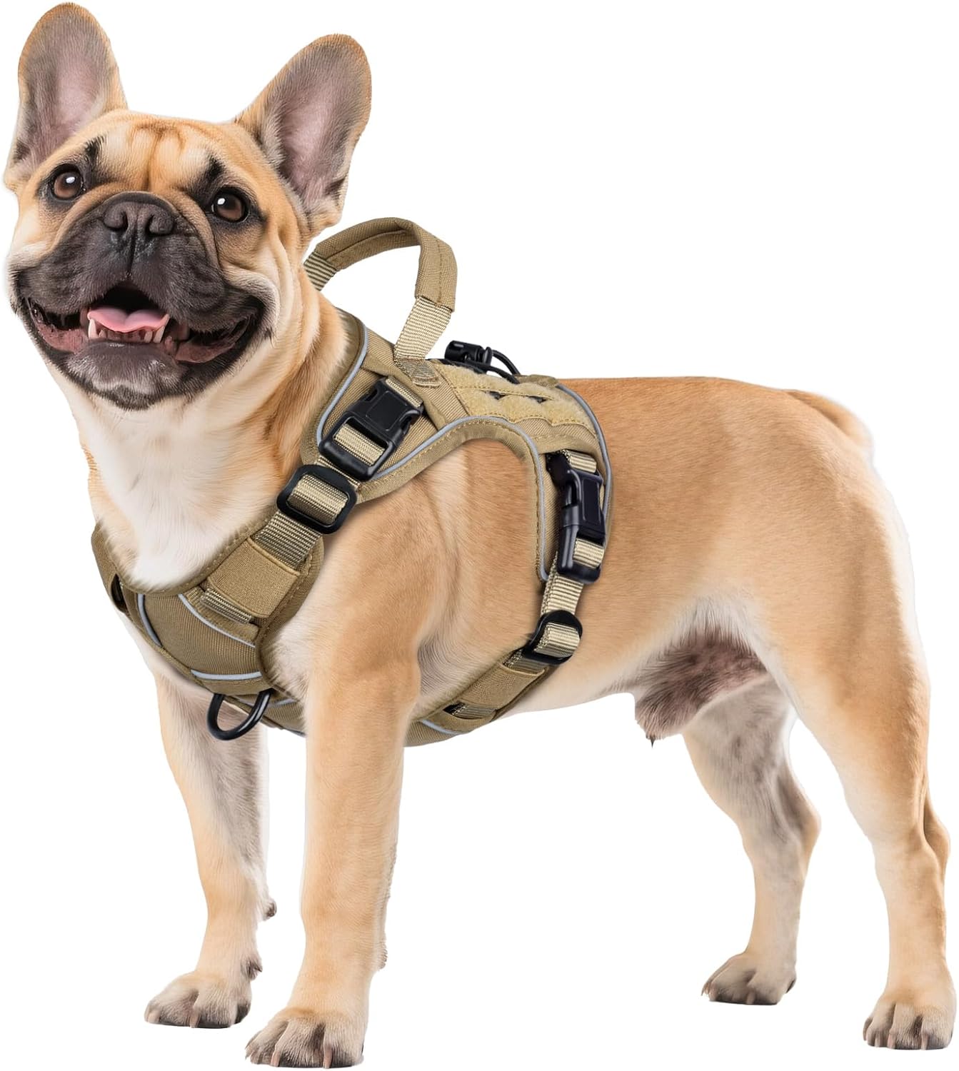 WINGOIN Tactical Dog Harness for Large Dogs, Heavy Duty No Pull Dog Harness with Handle, Adjustable Reflective Military K9 German Shepherd Big Size Dog Vest for Walking, Training, Hunting, Green (L)