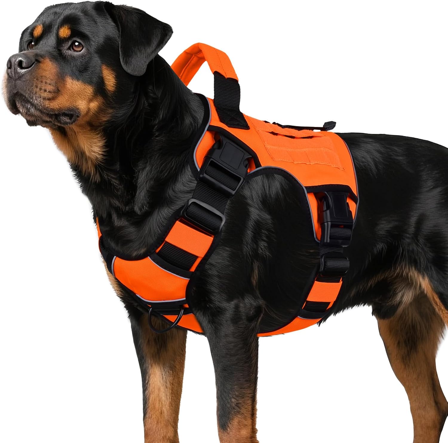 WINGOIN Tactical Dog Harness for Large Dogs, Heavy Duty No Pull Dog Harness with Handle, Adjustable Reflective Military K9 German Shepherd Big Size Dog Vest for Walking, Training, Hunting, Green (L)