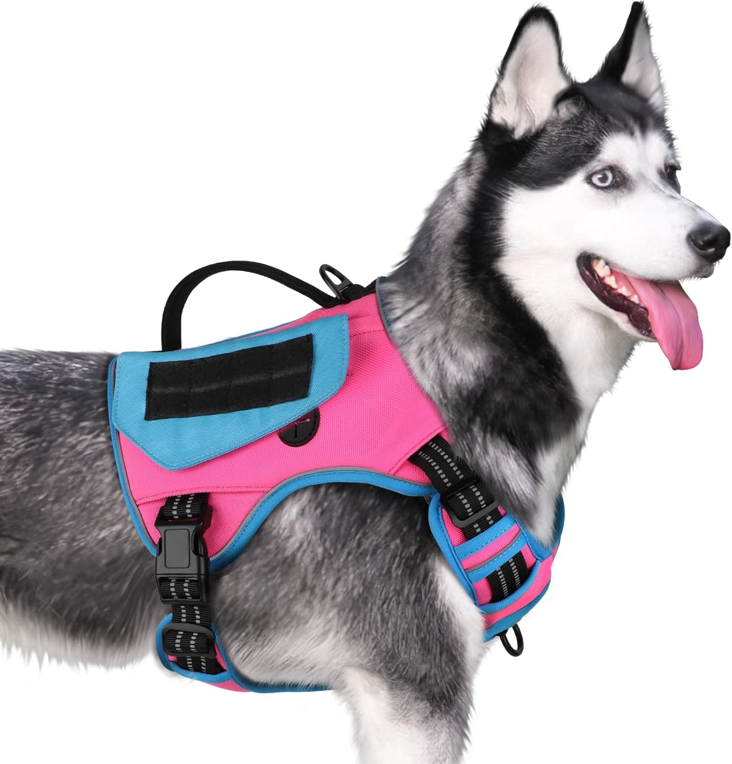 WINGOIN Tactical Dog Harness for Large Dogs, Heavy Duty No Pull Dog Harness with Handle, Adjustable Reflective Military K9 German Shepherd Big Size Dog Vest for Walking, Training, Hunting, Green (L)