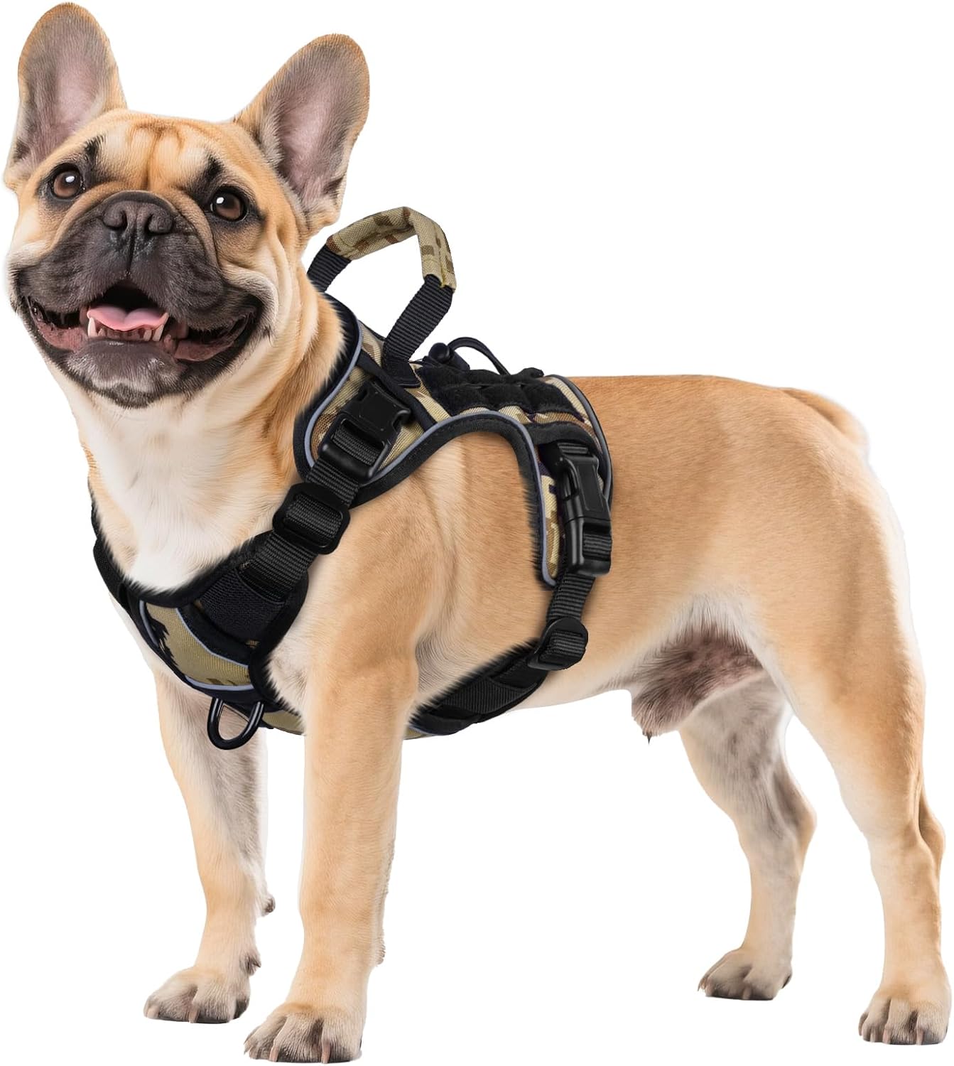 WINGOIN Tactical Dog Harness for Large Dogs, Heavy Duty No Pull Dog Harness with Handle, Adjustable Reflective Military K9 German Shepherd Big Size Dog Vest for Walking, Training, Hunting, Green (L)