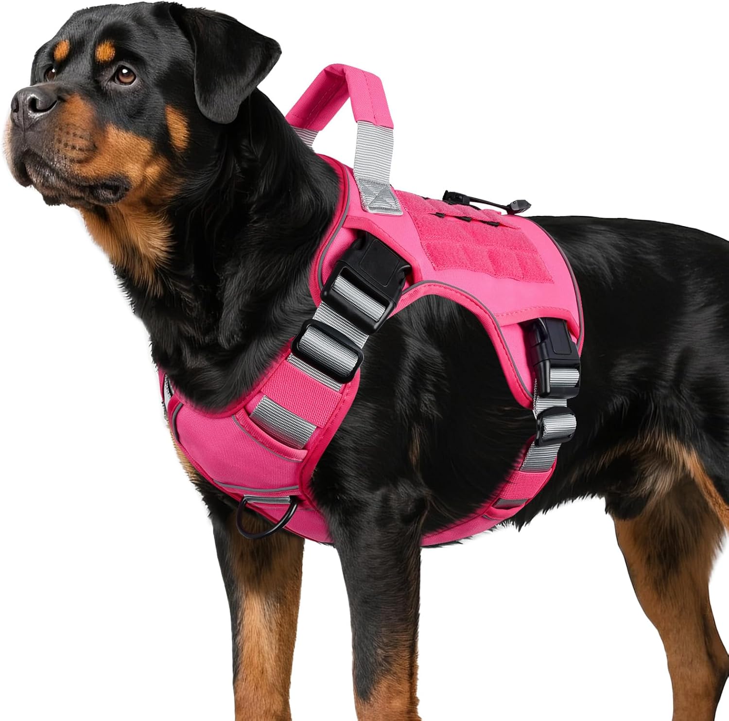 WINGOIN Tactical Dog Harness for Large Dogs, Heavy Duty No Pull Dog Harness with Handle, Adjustable Reflective Military K9 German Shepherd Big Size Dog Vest for Walking, Training, Hunting, Green (L)