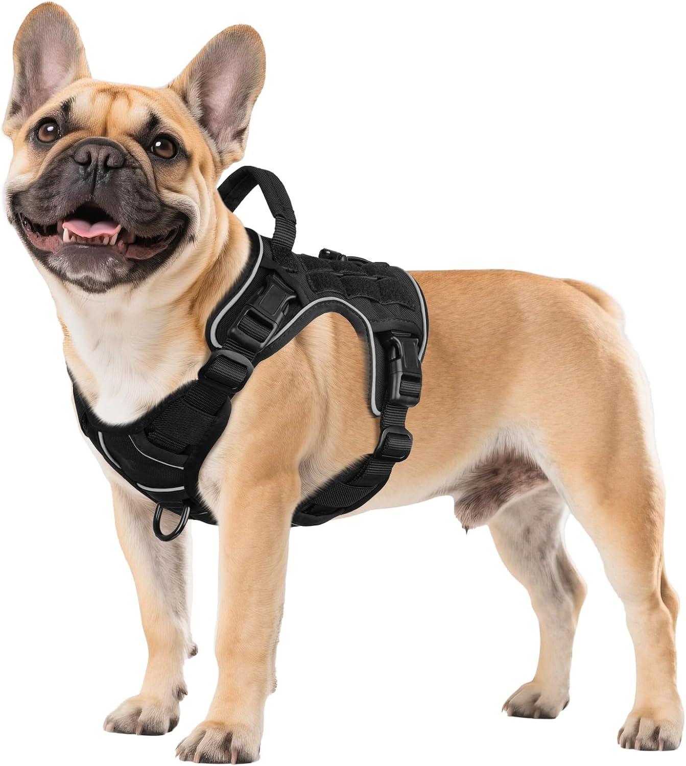 WINGOIN Tactical Dog Harness for Large Dogs, Heavy Duty No Pull Dog Harness with Handle, Adjustable Reflective Military K9 German Shepherd Big Size Dog Vest for Walking, Training, Hunting, Green (L)