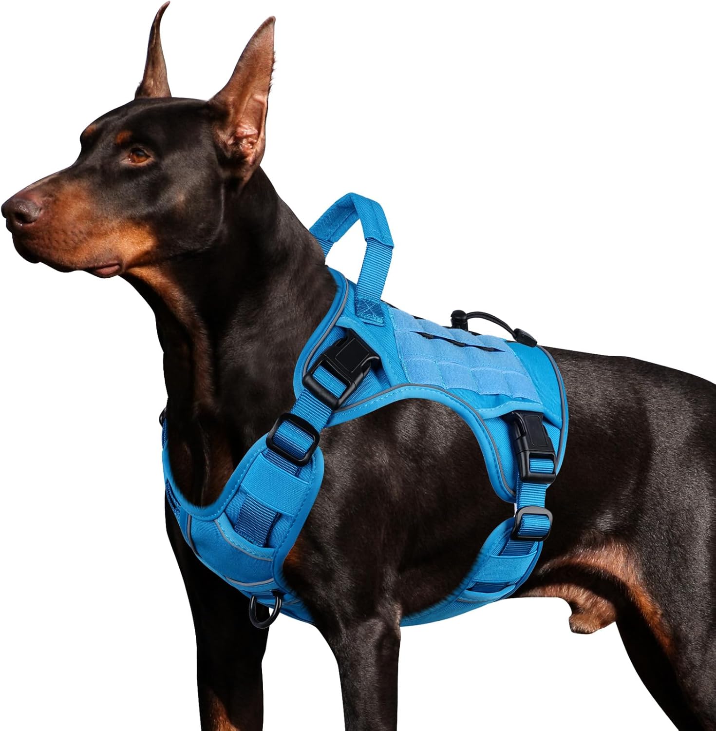 WINGOIN Tactical Dog Harness for Large Dogs, Heavy Duty No Pull Dog Harness with Handle, Adjustable Reflective Military K9 German Shepherd Big Size Dog Vest for Walking, Training, Hunting, Green (L)