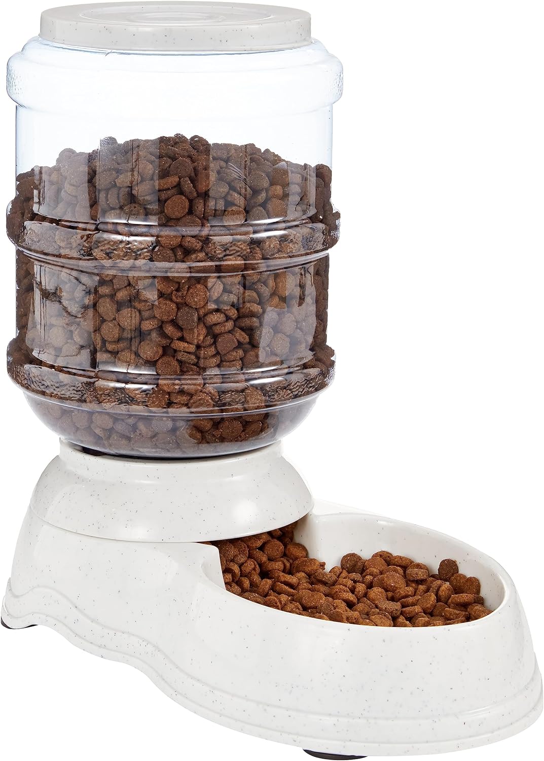 Amazon Basics Automatic Dog Cat Water Dispenser Gravity Feeder and Waterer Set, Large, 12-Pound Food Capacity, 2.5-Gallon, Gray