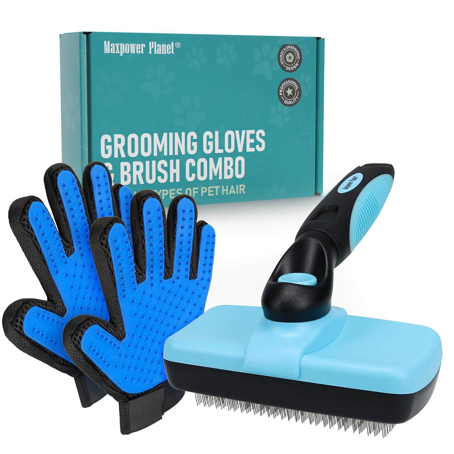Maxpower Planet Original Pet Grooming Rake - Double-Sided Deshedding Dematting Tool, Undercoat Rake for Dogs & Cats, Extra-Wide Dog Grooming Brush & Deshedder Comb for Long Hair, Reduces Shedding 95%