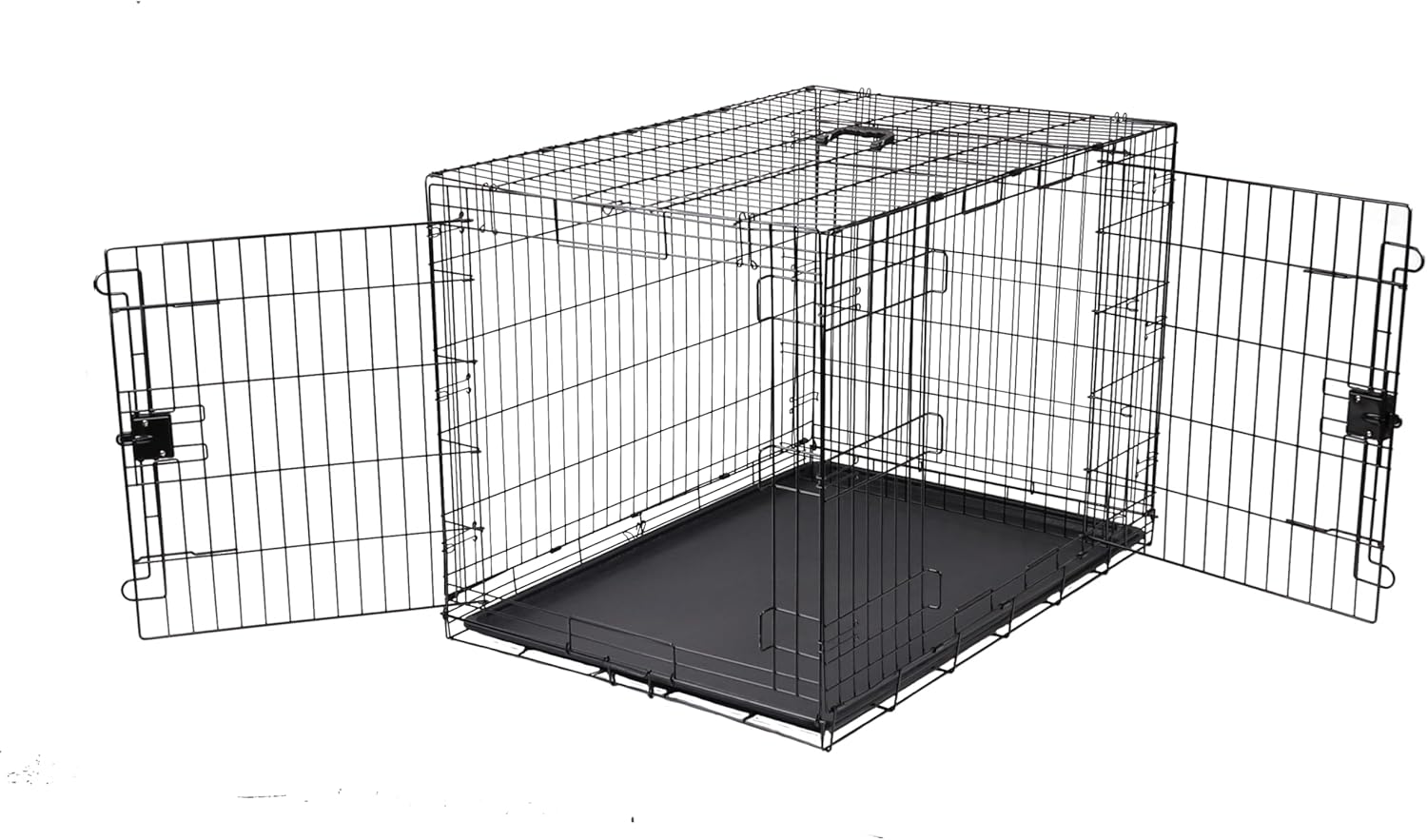 Amazon Basics Durable, Foldable Metal Wire Pet Crate with Tray, Portable and Sturdy for Travel, Single Door, Divider Panel, Perfect Size for Small Dogs, 22 x 13 x 16 in, Black
