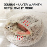 Plush Hooded Cat Bed - Donut