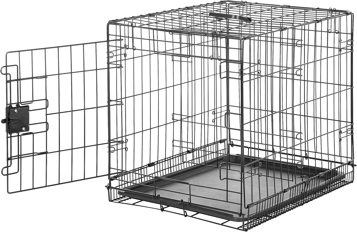 Amazon Basics Durable, Foldable Metal Wire Pet Crate with Tray, Portable and Sturdy for Travel, Single Door, Divider Panel, Perfect Size for Small Dogs, 22 x 13 x 16 in, Black