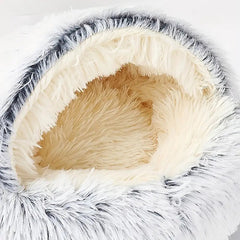 Plush Hooded Cat Bed - Donut