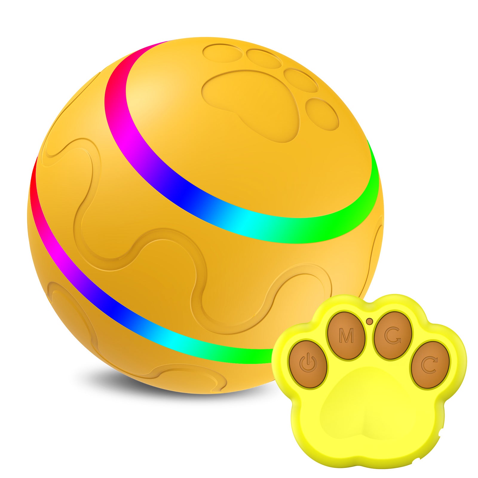New Interactive Dog Toy with Remote Control and LED Flash Light, Self Rolling USB Rechargeable Ball That has 2 Modes, Motion Activated Ball Toys for Dogs/Cats with 2 Work Modes - Orange