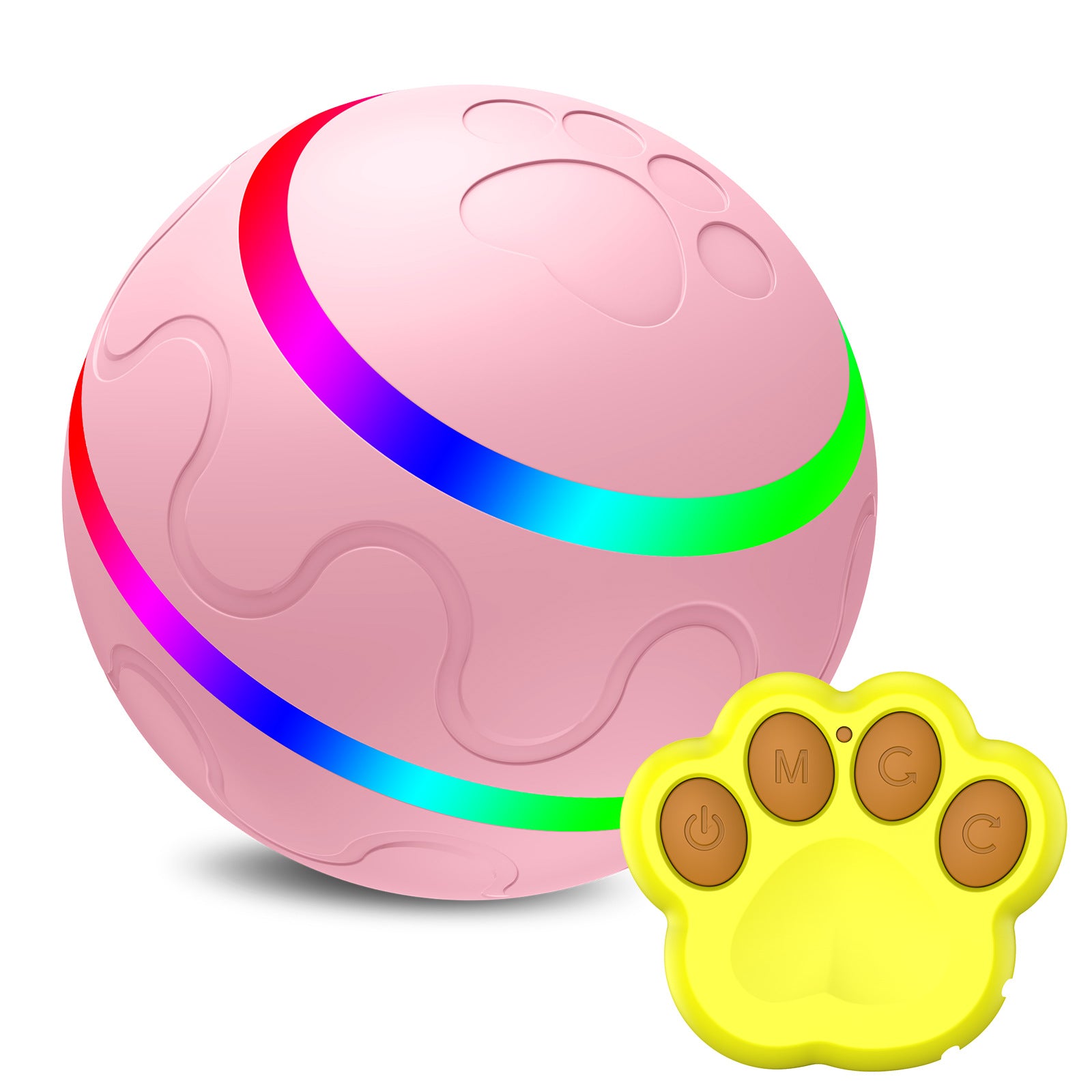 New Interactive Dog Toy with Remote Control and LED Flash Light, Self Rolling USB Rechargeable Ball That has 2 Modes, Motion Activated Ball Toys for Dogs/Cats with 2 Work Modes - Orange