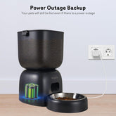 Smart Cat Feeding System - Dual Power Cat Feeder & Water Dispenser With Locking Lid, Desiccant Bag, Precise Portion Control For 4 Daily Meals, 10s Voice Recording Option