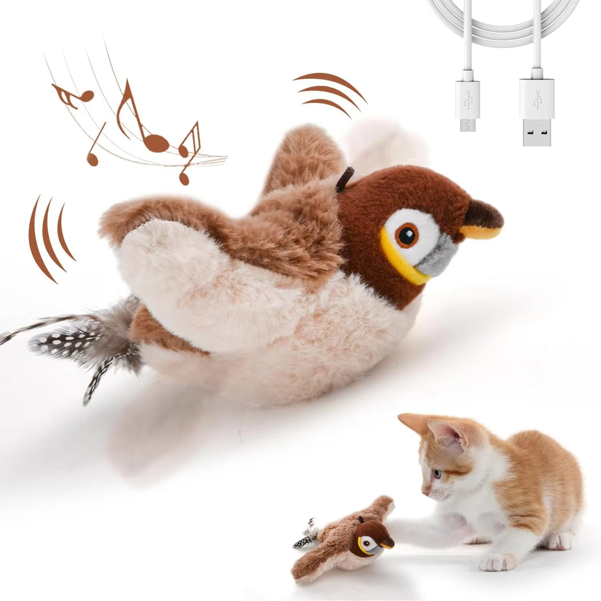 Flapping Chirping Bird Cat Toy