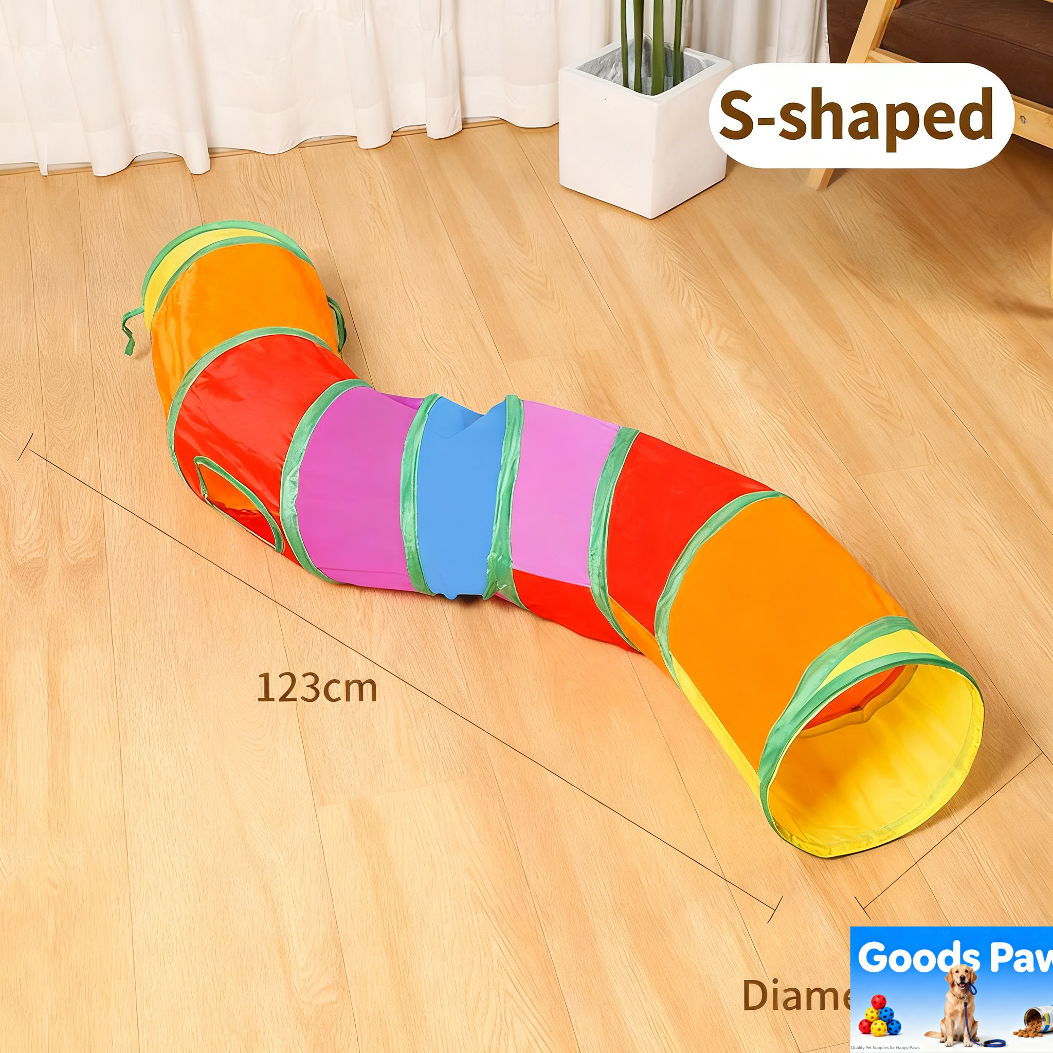 iCAGY Cat Tunnel for Indoor Cats Interactive, Rabbit Tunnel Toys, Pet Toys Play Tunnels for Cats Kittens Rabbits Puppies Crinkle Pop Up Rainbow 45"