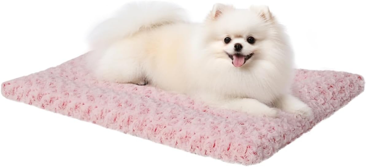 Washable Dog Bed Mat Ultra Soft Dog Crate Pad Comfy Fluffy Pet Kennel Beds Dog Sleeping Mattress for Large Jumbo Medium Small Dogs, 41 x 27 Inch, Gray