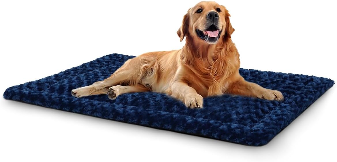 Washable Dog Bed Mat Ultra Soft Dog Crate Pad Comfy Fluffy Pet Kennel Beds Dog Sleeping Mattress for Large Jumbo Medium Small Dogs, 41 x 27 Inch, Gray