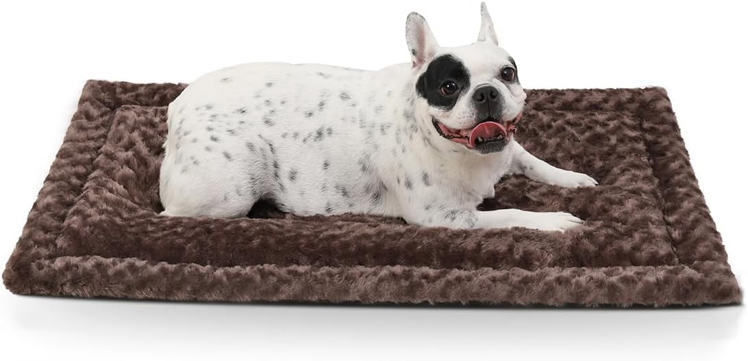 Washable Dog Bed Mat Ultra Soft Dog Crate Pad Comfy Fluffy Pet Kennel Beds Dog Sleeping Mattress for Large Jumbo Medium Small Dogs, 41 x 27 Inch, Gray
