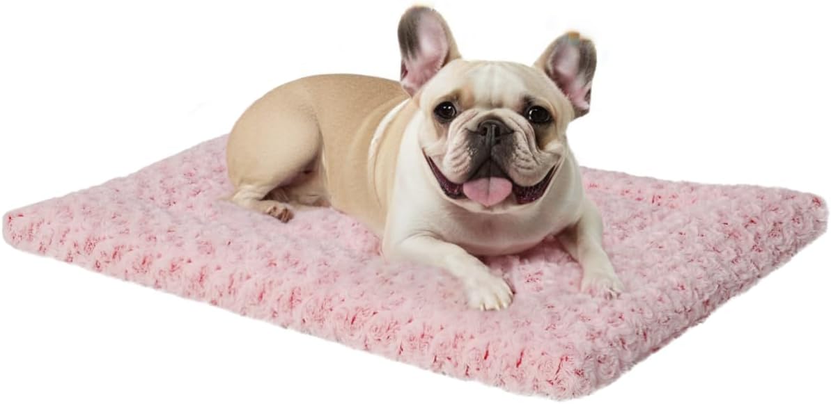 Washable Dog Bed Mat Ultra Soft Dog Crate Pad Comfy Fluffy Pet Kennel Beds Dog Sleeping Mattress for Large Jumbo Medium Small Dogs, 41 x 27 Inch, Gray