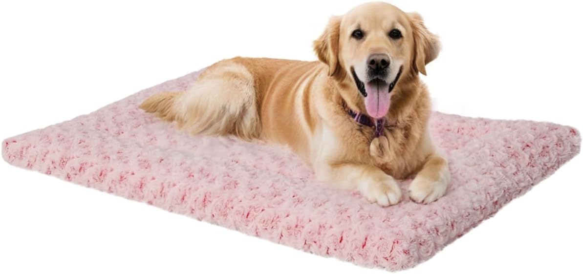 Washable Dog Bed Mat Ultra Soft Dog Crate Pad Comfy Fluffy Pet Kennel Beds Dog Sleeping Mattress for Large Jumbo Medium Small Dogs, 41 x 27 Inch, Gray